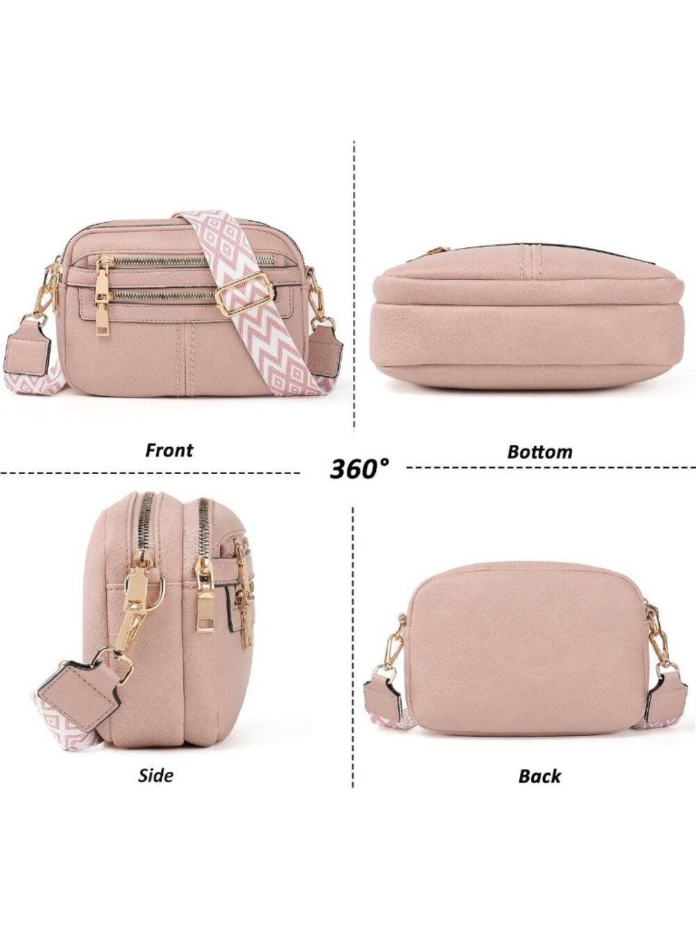 Stylish Vegan Leather Crossbody Bag for Women - 6-Pocket Travel Purse & Gift - Picture 4 of 7